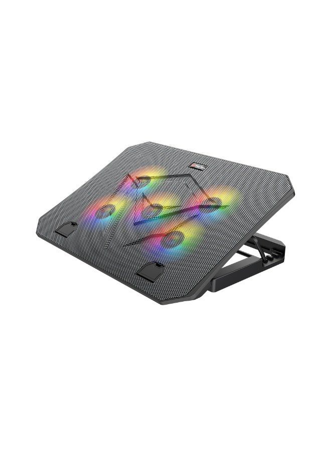 Meetion USB Wired Gaming Cooling Pad CP3030 – 5 Fans with RGB, Adjustable Inclination, 370×265×32mm - Image 4
